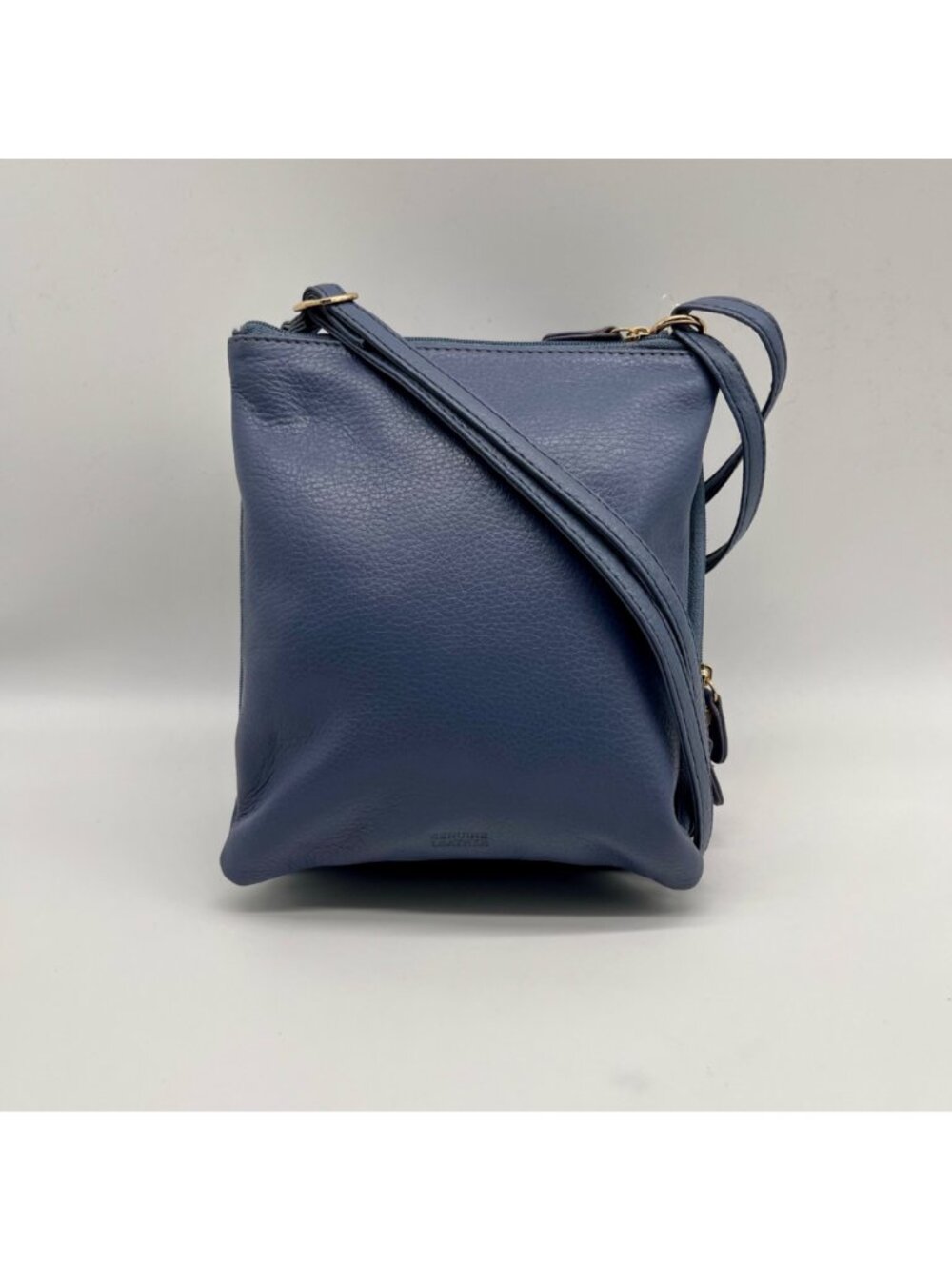 Giani Bernini Blue Pebble Leather Triple Zip Dasher Crossbody Bag - Picture 2 of 10